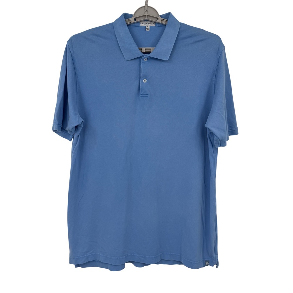 Peter Millar Mens XL Light Blue Pique Short Sleeve Polo Shirt‎ Classic Fit Golf